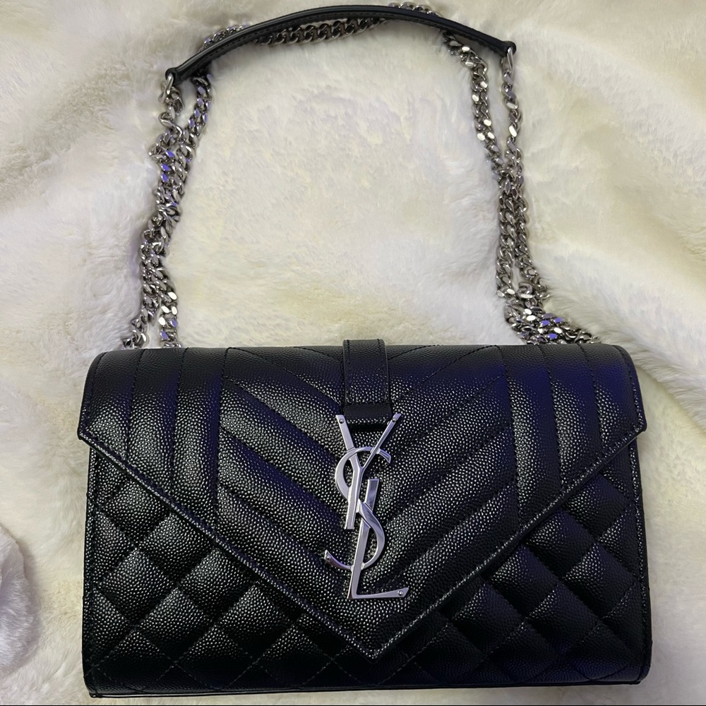 Authentic YSL Small Bag Mix Matelassé Grain de Poudre Embossed Leather
